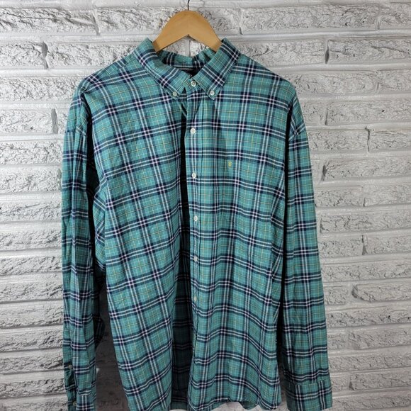 Izod Saltwater Men Shirt XXL Relaxed Classics Long Sleeve Blue Plaid PLA5E - Picture 3 of 9